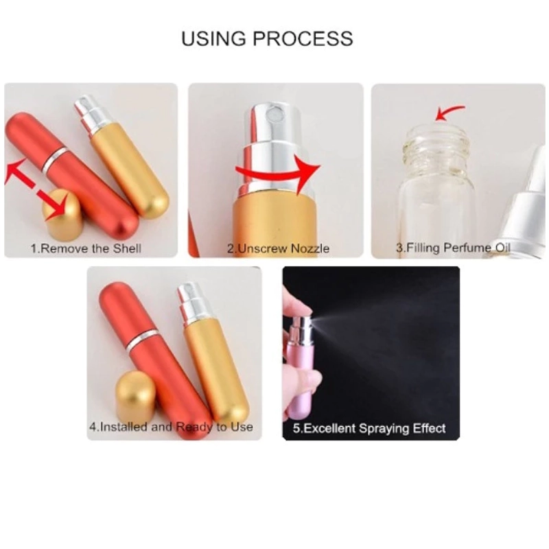 Product image KAHASIL - Botol Parfum Refill Mini Travel 5ml Isi Ulang Portable Bottle Spray Aluminium KMJ158 all variant ROSE